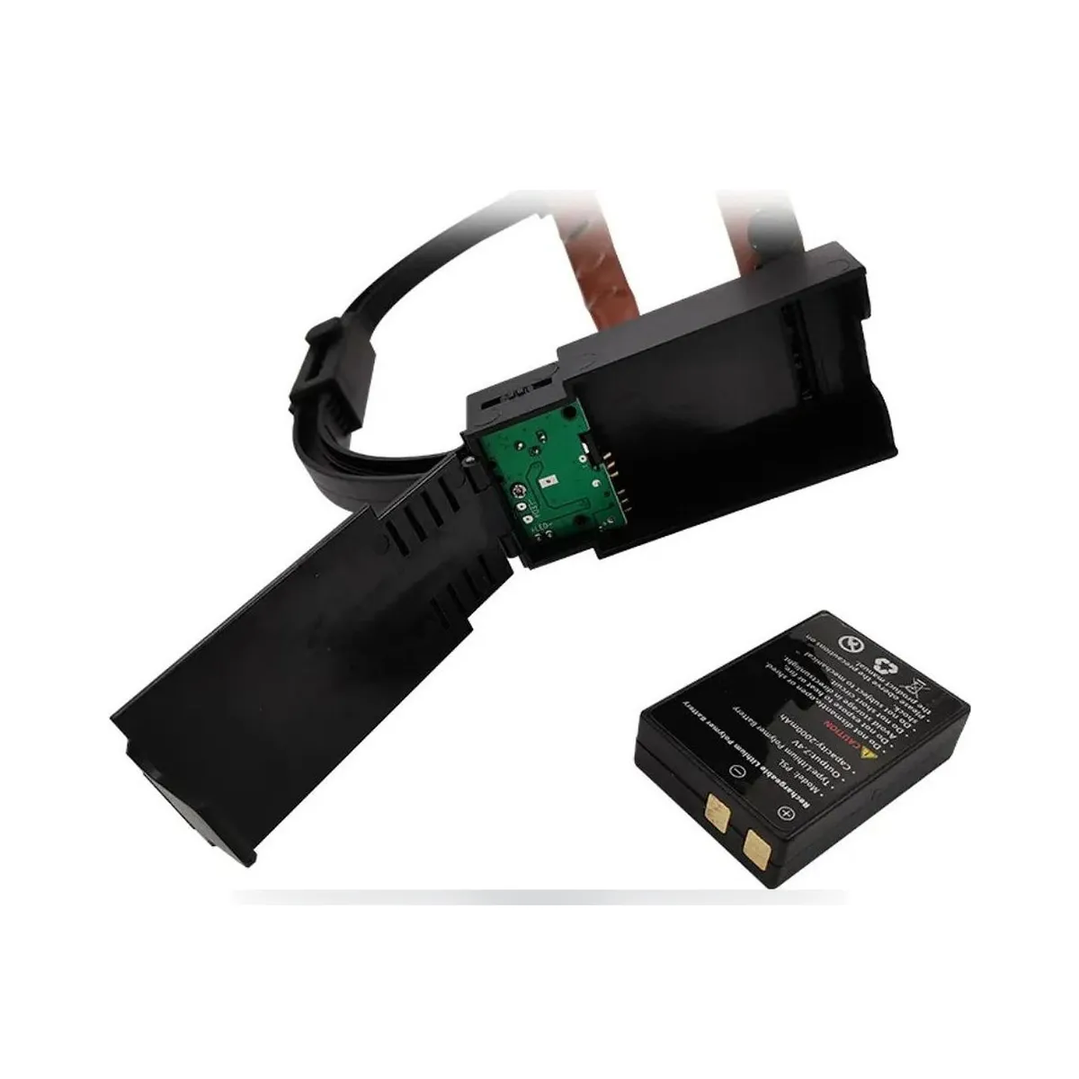 More Dent binocular loupes mounted on headband with LED light and battery