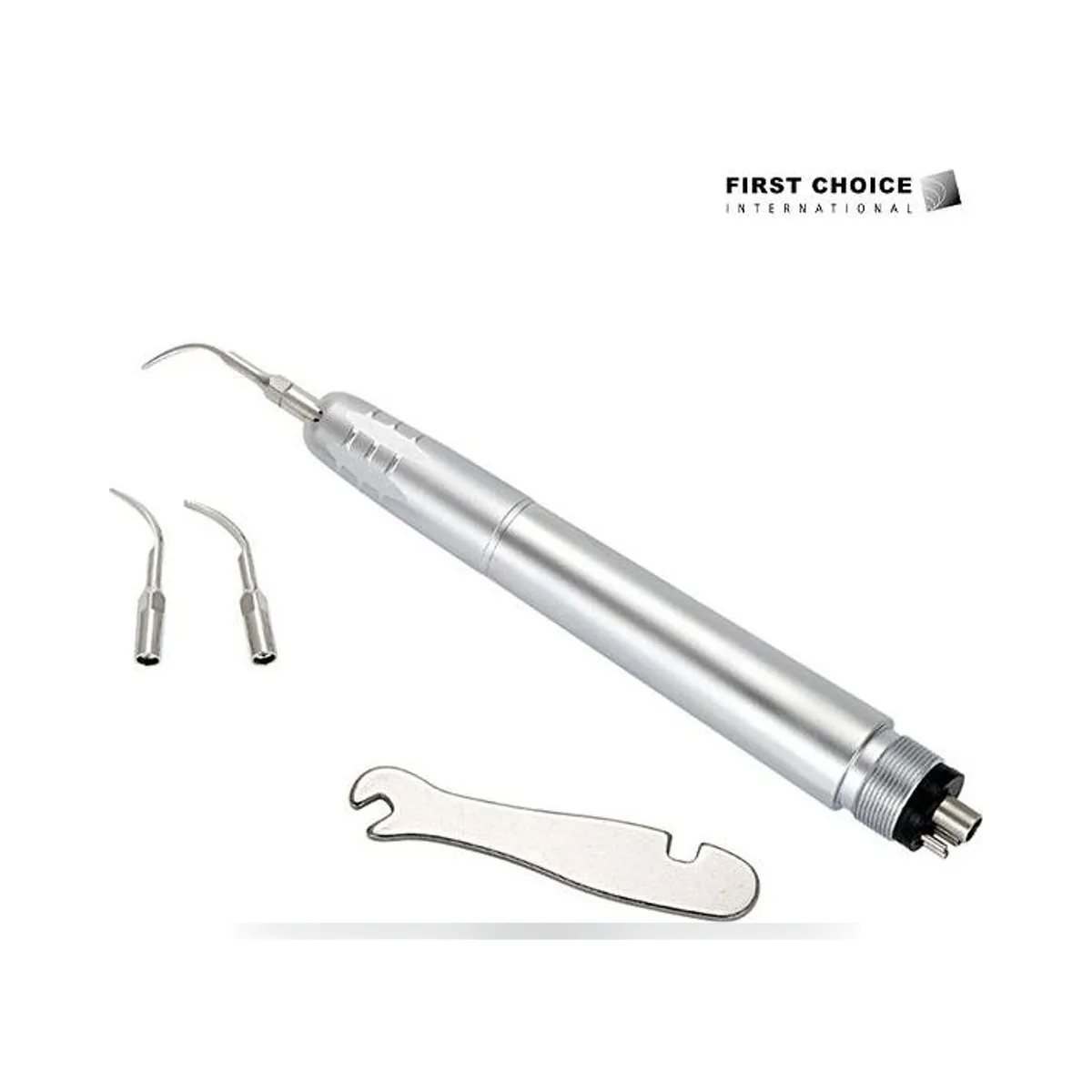 Détartreur pneumatique Air Scaler More Dent avec trois inserts G1, G2 et P3.
