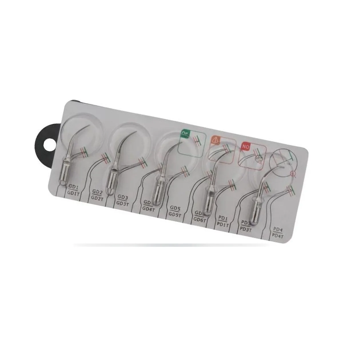 Boîte de 5 inserts de détartrage More Dent avec pointes G1, G2, G4 et P1.