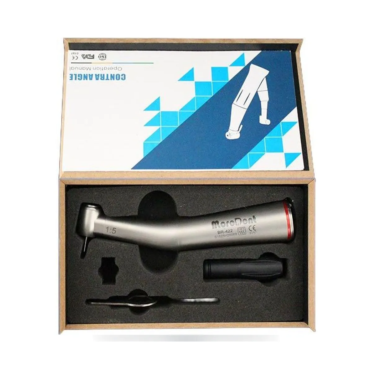 More Dent BR-422-15 1:5 stainless steel speed-increasing contre-angle with push-button head
