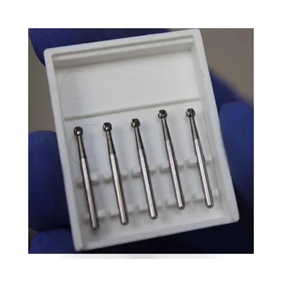 Box of 5 Sani tungsten carbide round dental burs for FG turbine.