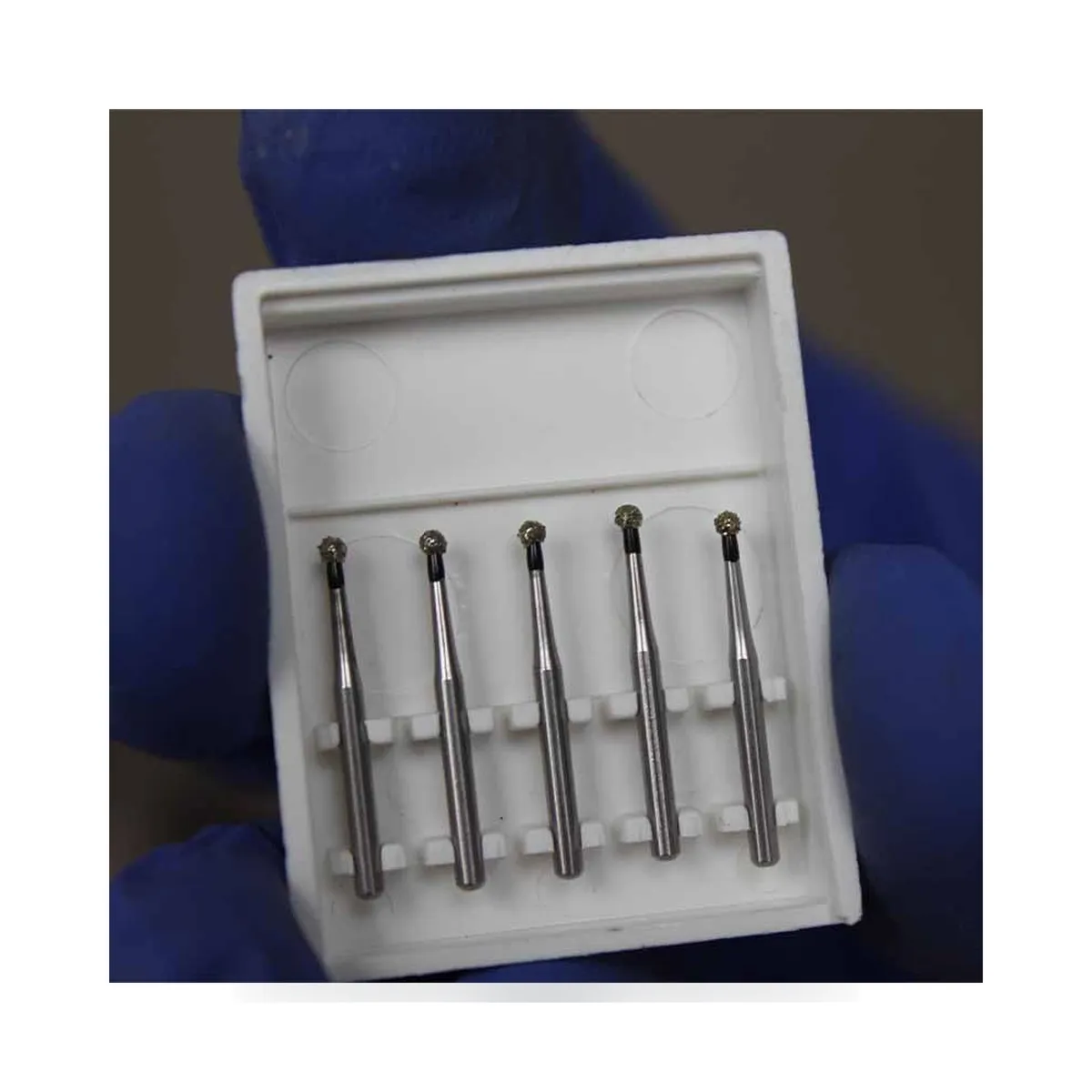 Box of 5 Sani round diamond rotary burs.