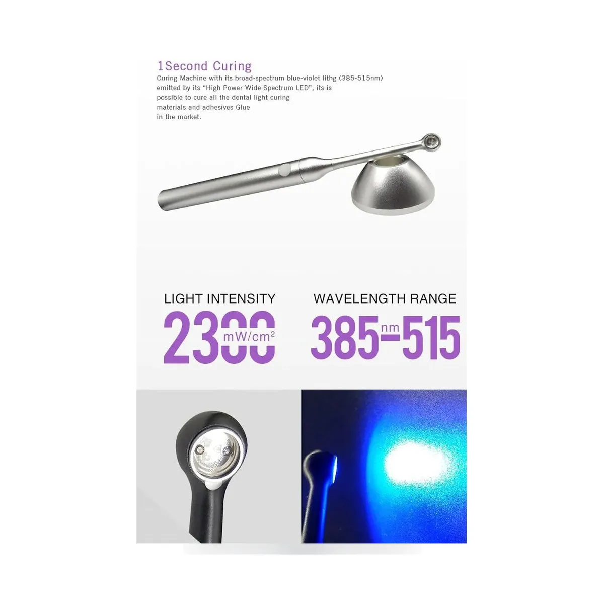 More Dent BR-610 LED curing light in black and silver metal finish.