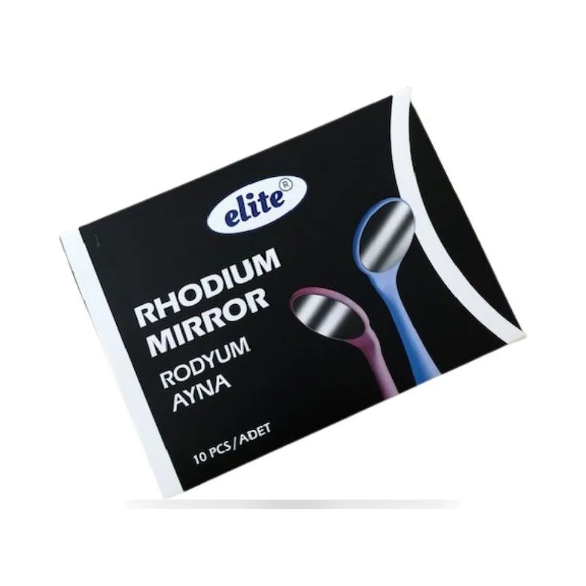 Coffret de 10 miroirs de bouche dentaires colorés double face en rhodium Seckin Dental.