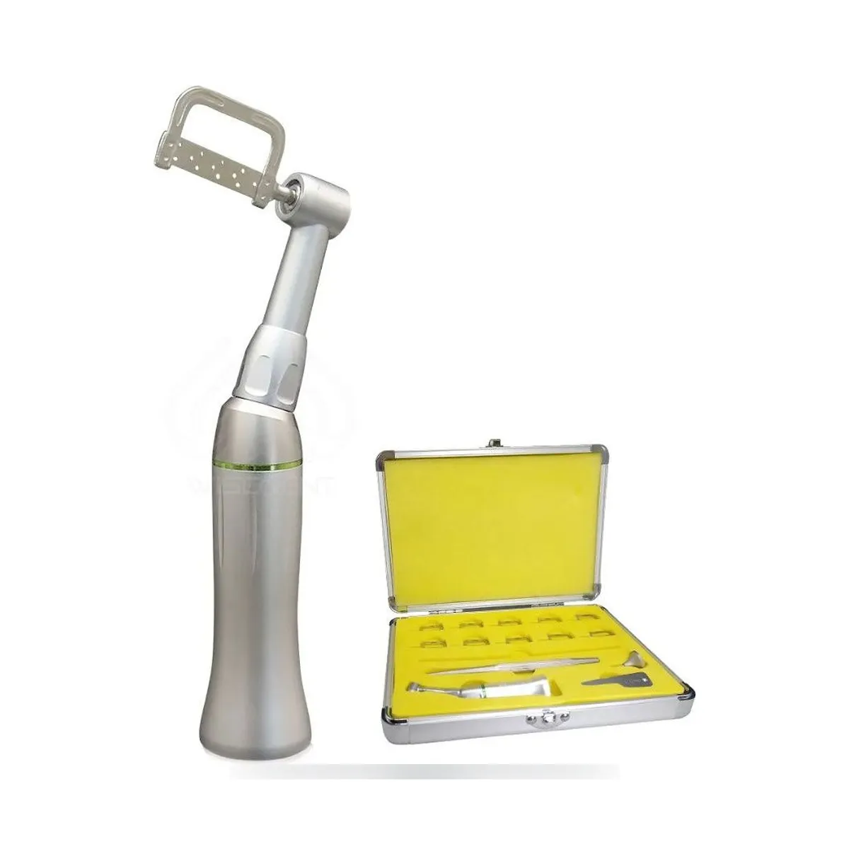 More Dent 4:1 metal contre-angle for orthodontic stripping with interchangeable strips.