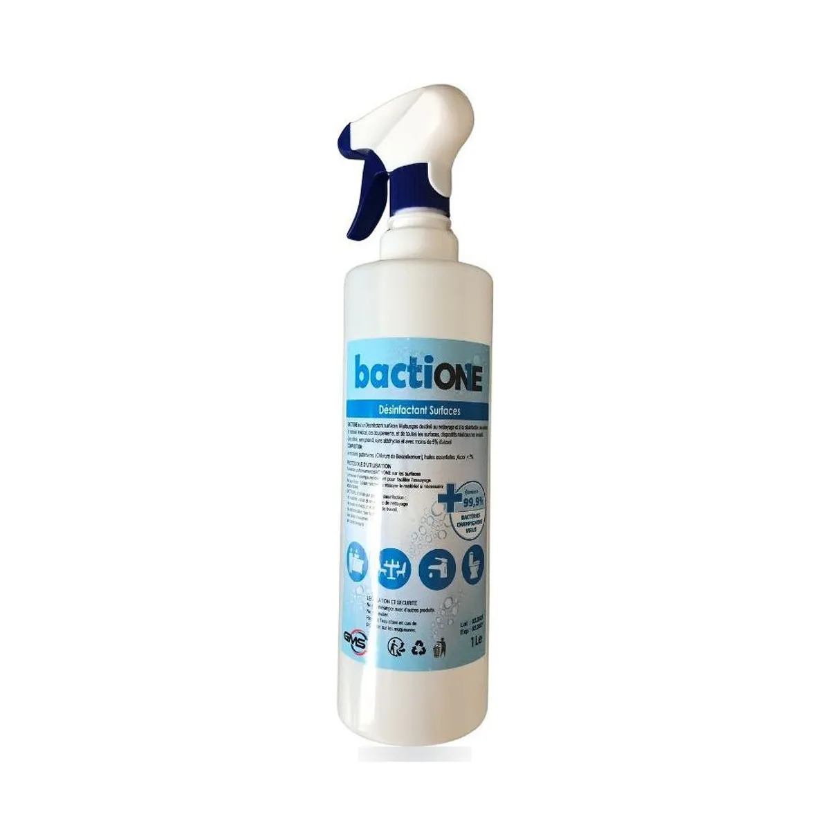 1-litre bottle of Bactione surface disinfectant by GMS.