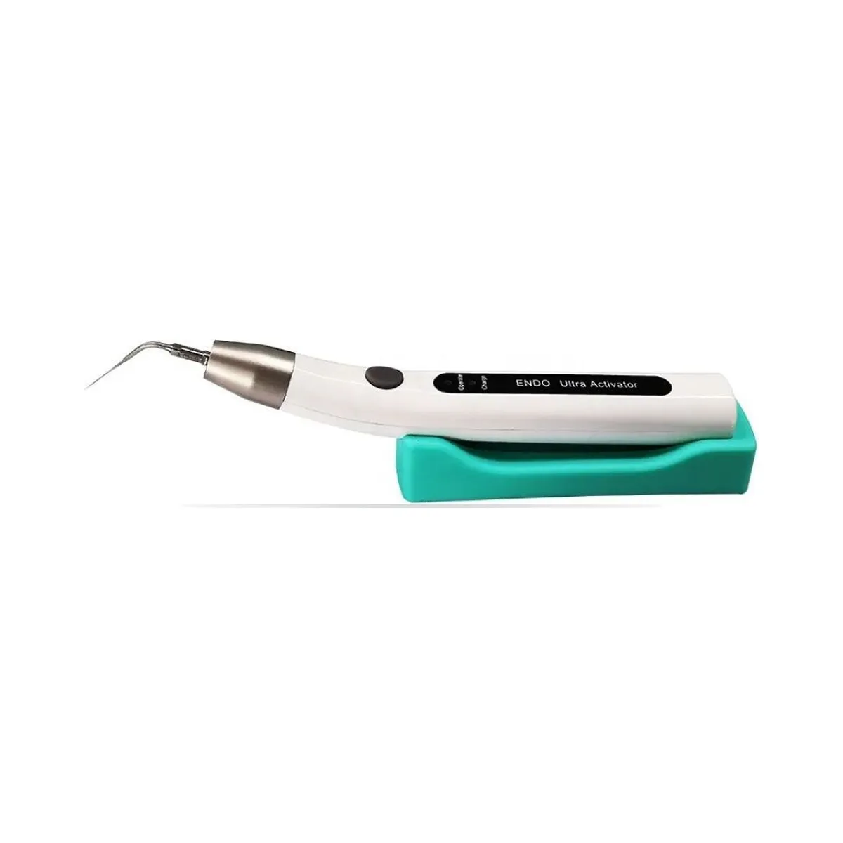 Cordless white More Dent BR-207 endodontic activator with contre-angle head and tip.