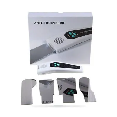 Motorized handle with LED lighting and four More Dent stainless steel dental mirrors.