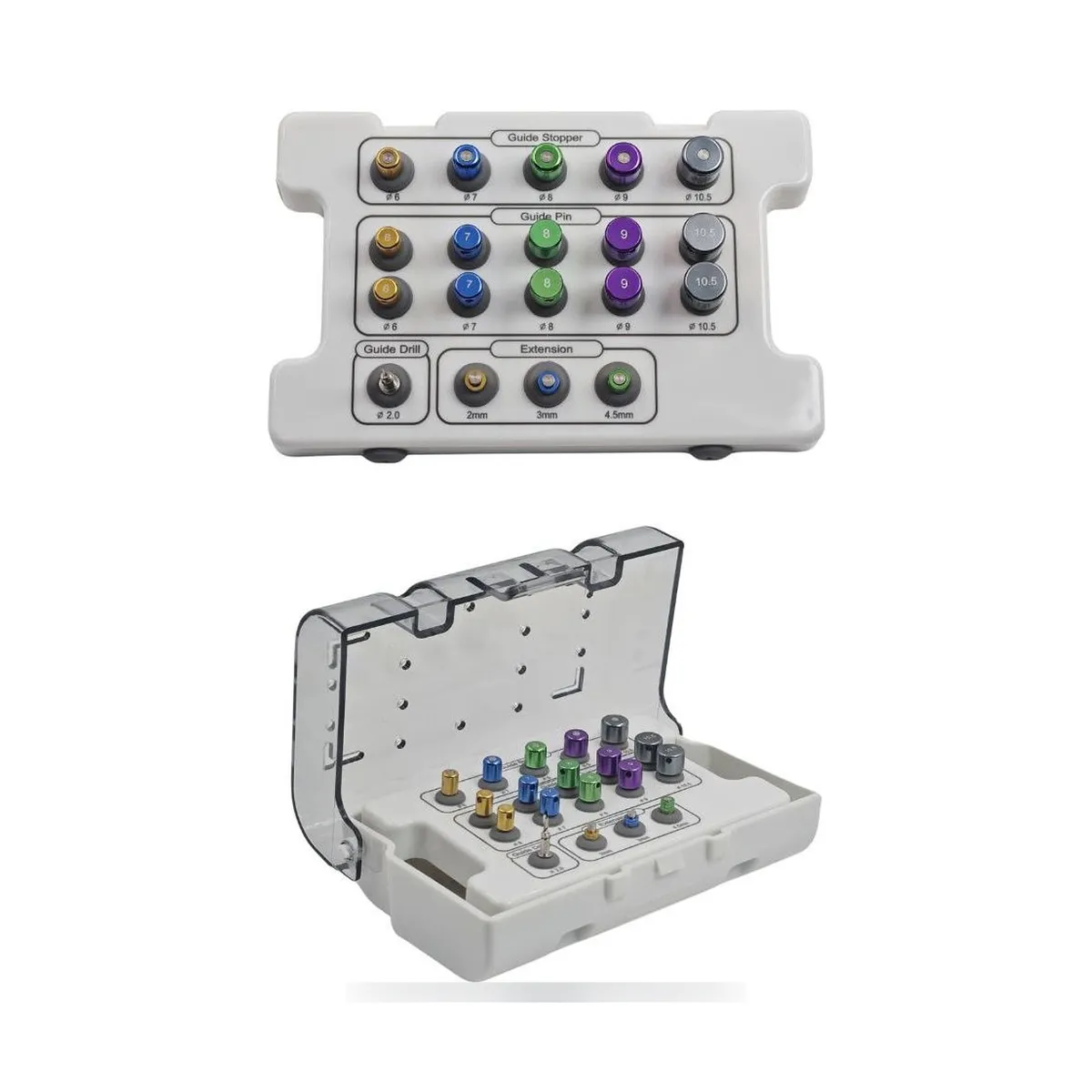 Coffret de positionnement d'implant More Dent BR-412T-3 avec broches et butées de guidage