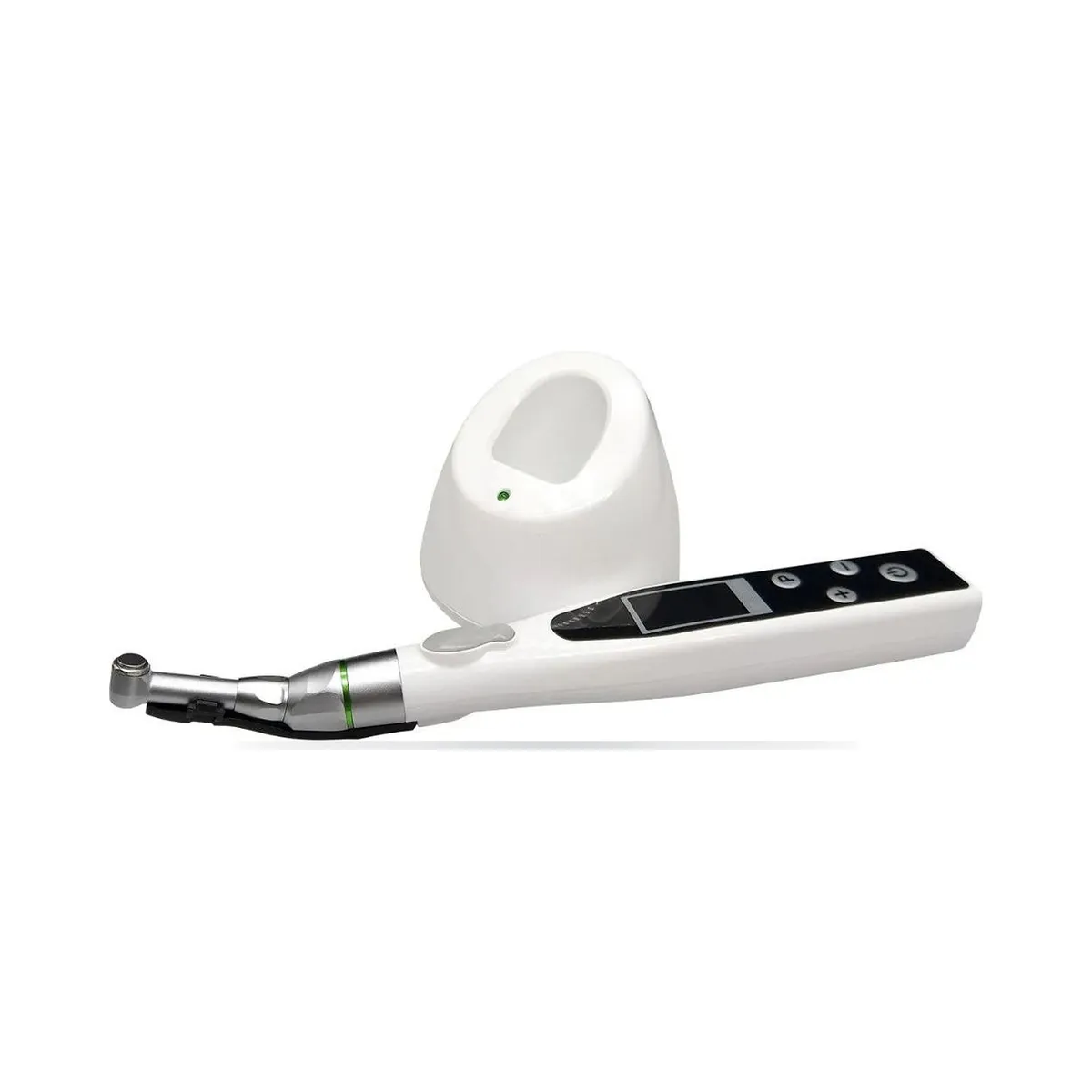 Moteur d'endodontie sans fil More Dent BR-206 blanc avec contre-angle et écran LCD couleur.