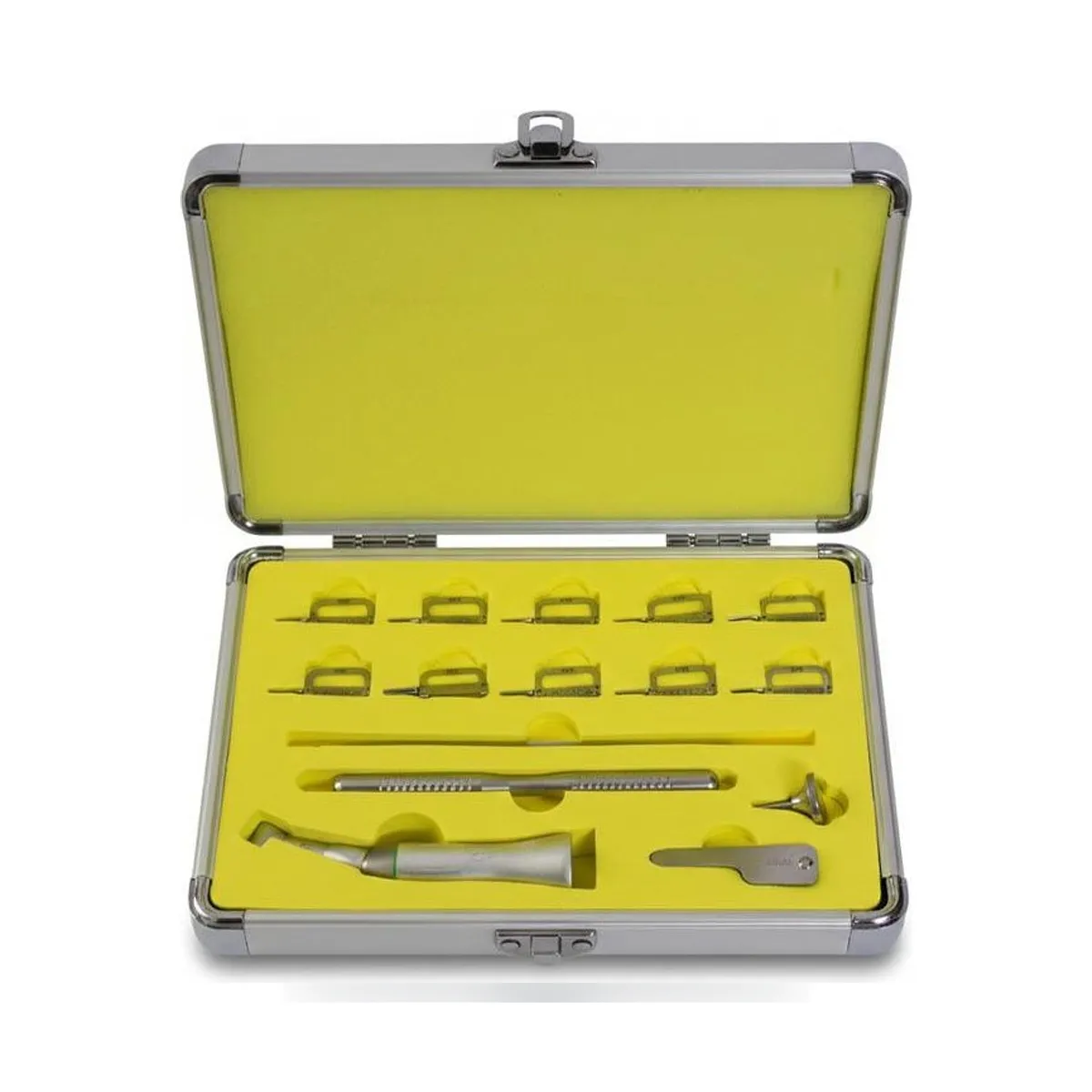 More Dent 4:1 metal contre-angle for orthodontic stripping with interchangeable strips.