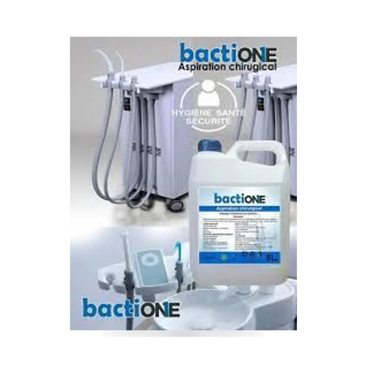 5-litre canister of GMS Bactione Aspiration disinfectant.