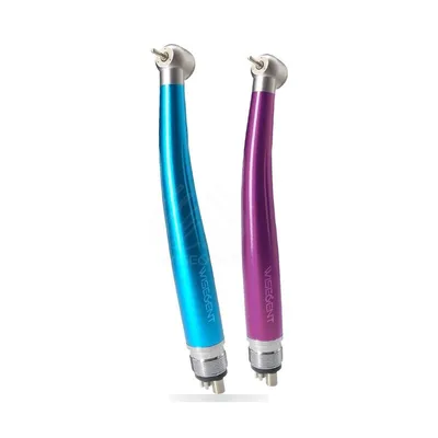 Coloured More Dent BR-124P 4-hole dental turbine with push-button head.