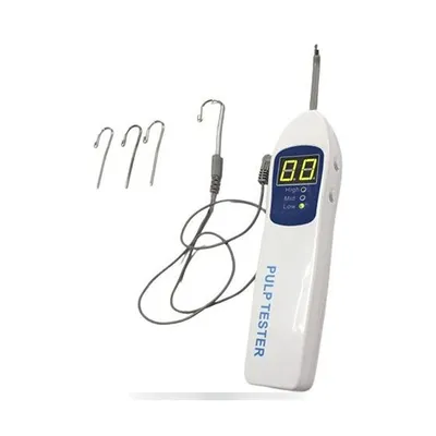 More Dent electric pulp tester unit with probe, lip hook, and cable