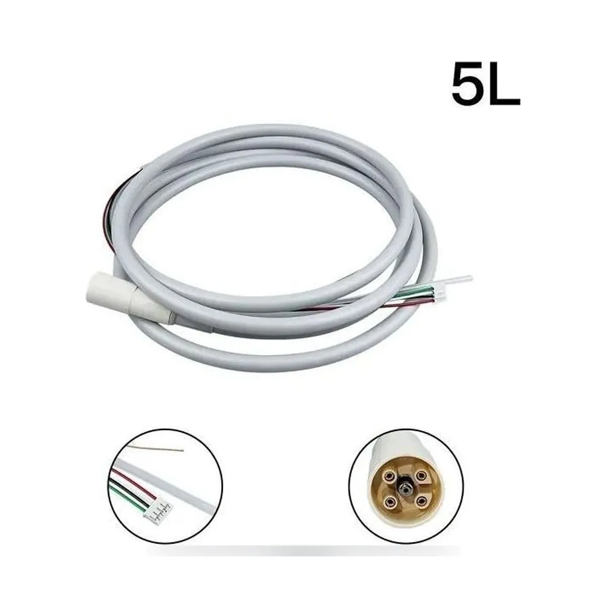 White silicone cable with connector for More Dent LED scaler handpiece.