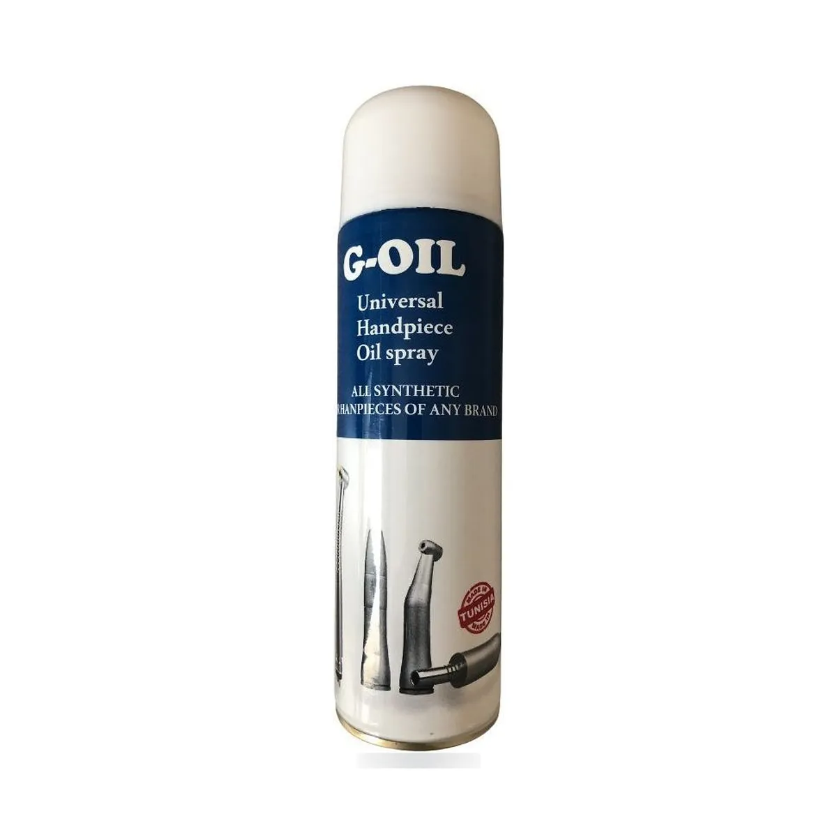 500 ml aerosol bottle of GMS G-Oil lubricant spray for rotary dental instruments.