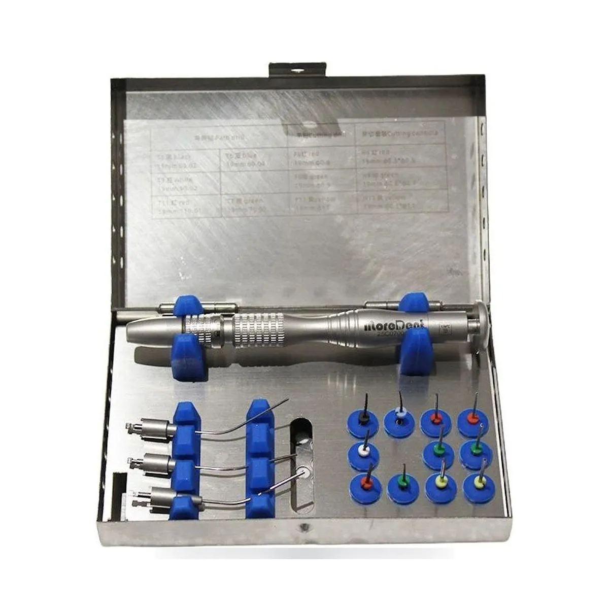 More Dent BR-211 file removal system case with NiTi drills and metal tips.