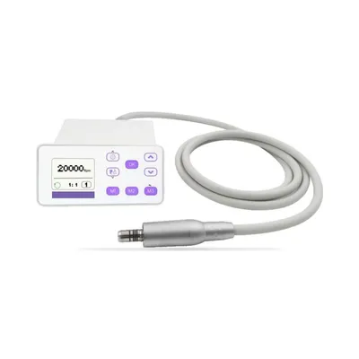 Micromoteur électrique brushless WiseDent BR-711 avec boîtier de commande et pédale.