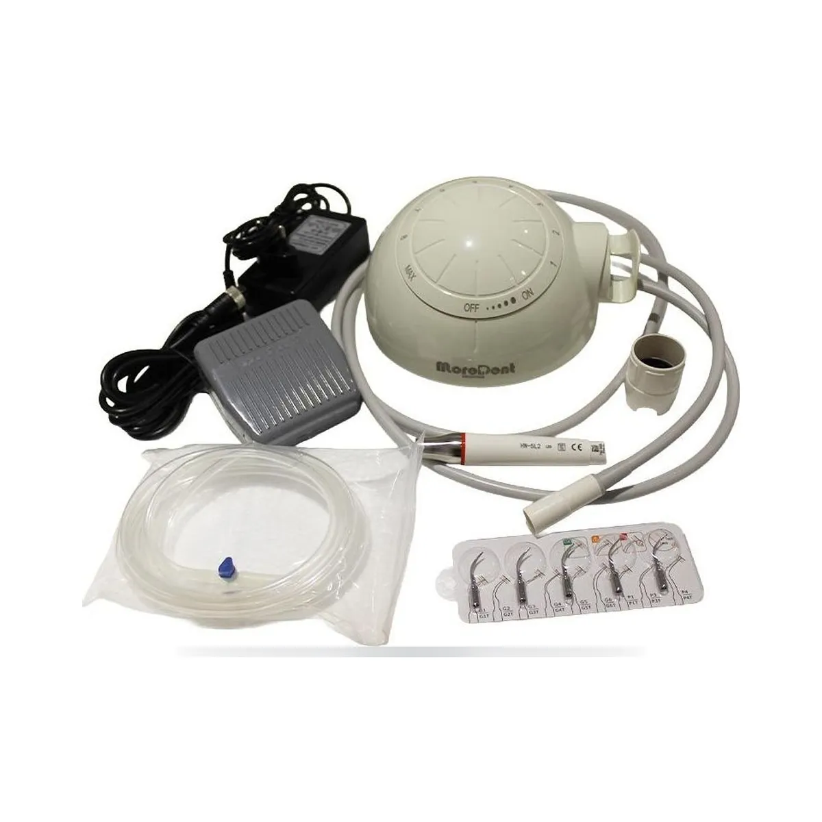Détartreur ultrasonique de table More Dent BR-901 avec pièce à main LED et inserts métalliques