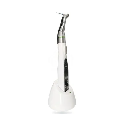 Moteur d'endodontie sans fil More Dent BR-206 blanc avec contre-angle et écran LCD couleur.
