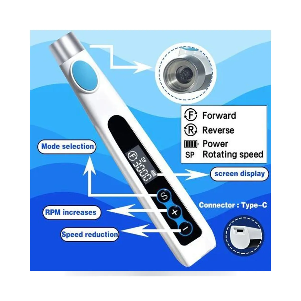 Micromoteur sans fil More Dent BR-218 avec têtes IPR et polissage interchangeables